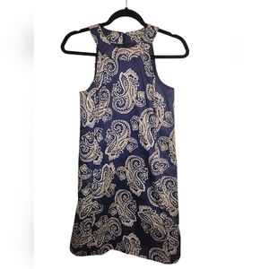 Ann Taylor Loft Women's Blue/White Paisley Print Sleeveless Dress Size 2P